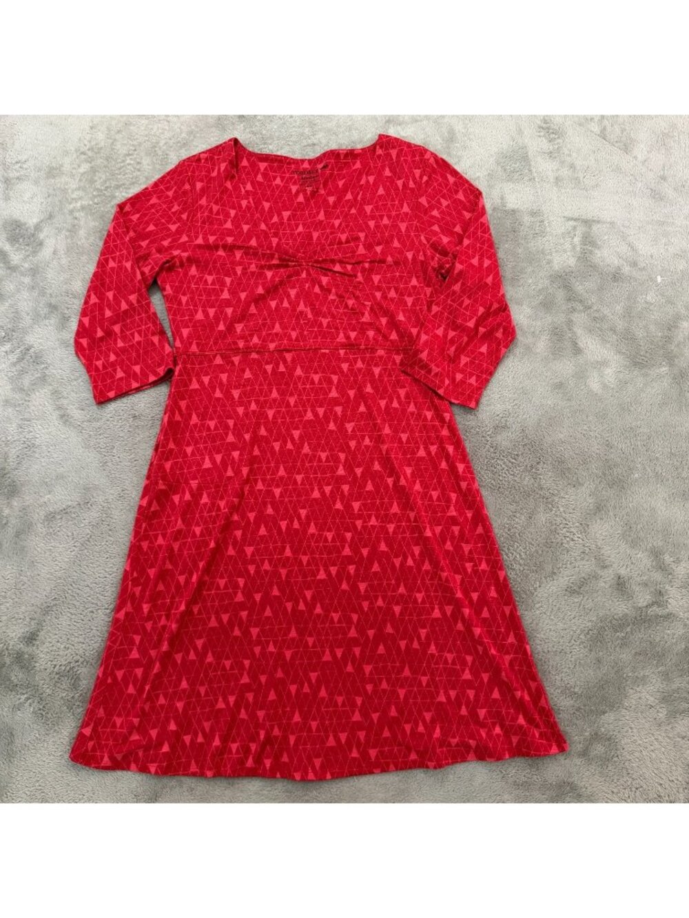 Toad & Co Red Geometric Dress Womens MEDIUM Cotton Tencel Outdoor Athleisure